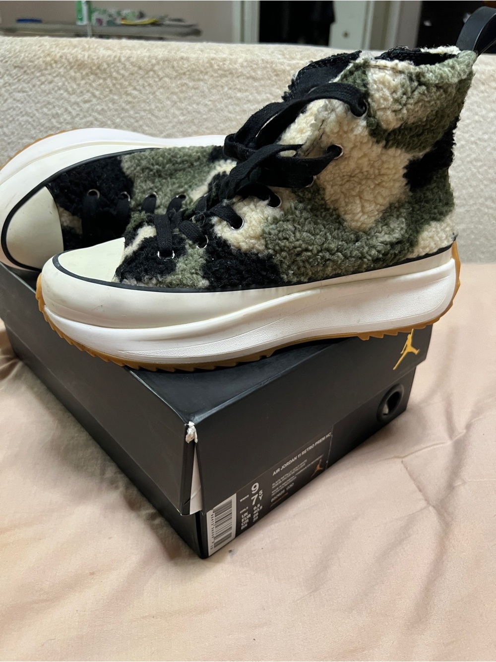 Steve Madden Women's High-Top Sherpa Sneaker in Olive, Black, and Cream